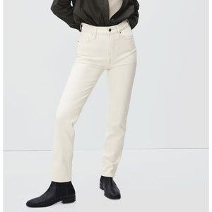Everlane The Original Cheeky Straight Jean 25 Crop Ecru Off-White Denim NWD B46